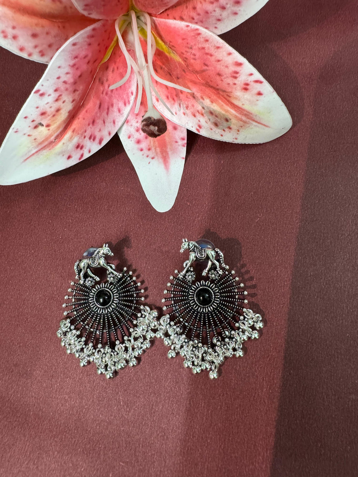 Aurea Royal Horse Sunburst Earrings