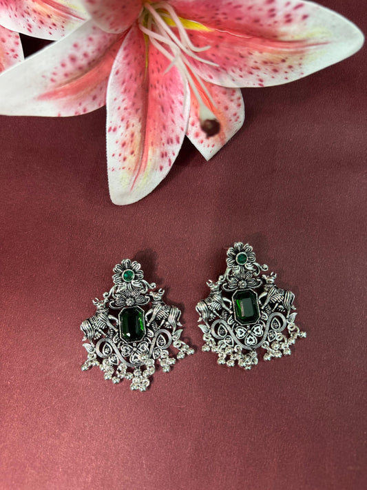Aurea Emerald Peacock Navratri Earrings