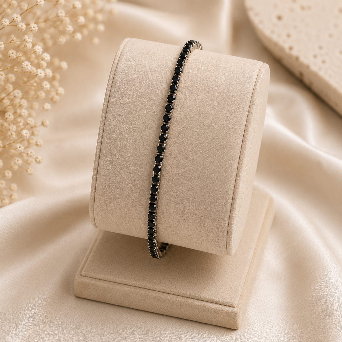 Noir Luxe Black Stone Tennis Bracelet