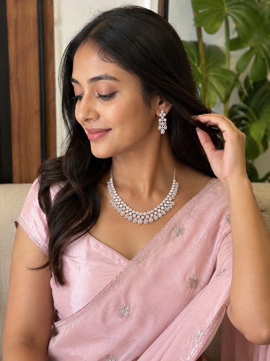 Aurea Crystal Royale AD Necklace Set