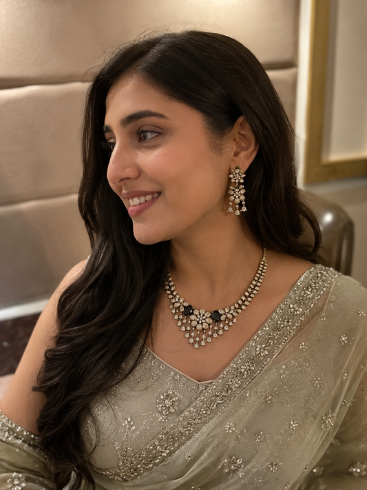 Aurea Emerald Bloom AD Necklace Set