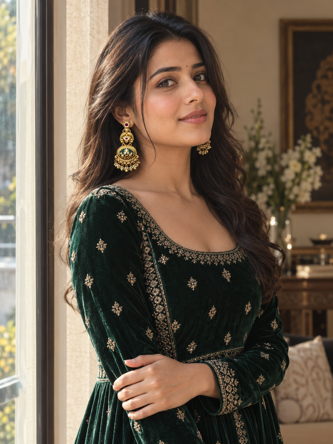 Aurea Royal Ruby-Style Jhumka Statement Earrings