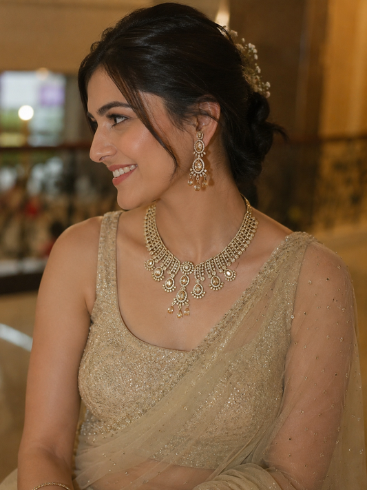 Aurea Regal Champagne AD Necklace Set