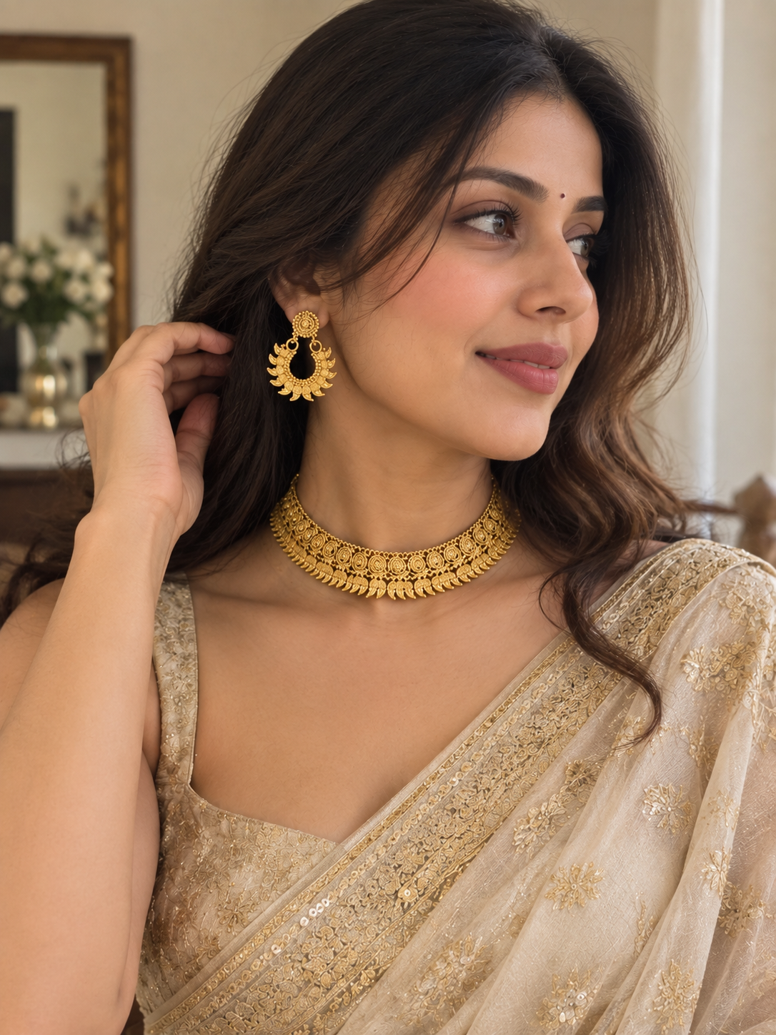 Aurea Royal Heritage Gold-Tone Statement Choker Necklace Set