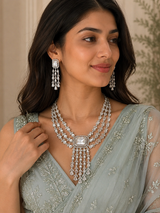Aurea Luxe Cascade AD Necklace Set