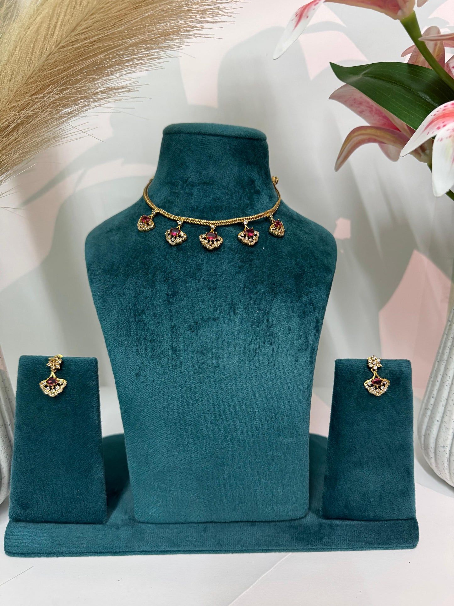 Aurea Ruby Charm Luxe Necklace Set
