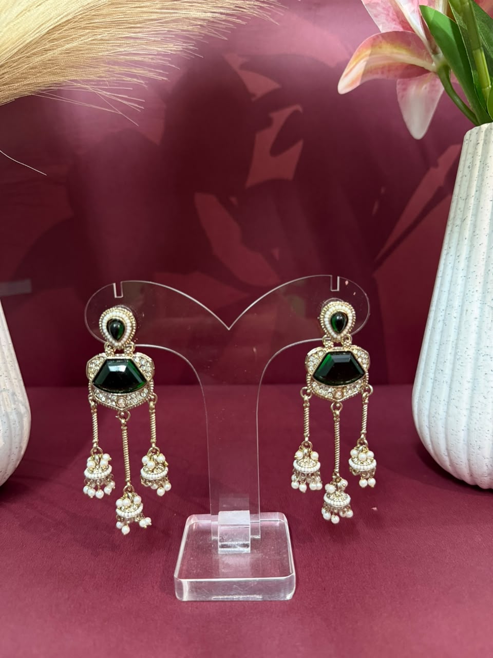 Aurea Emerald Drop Gold-Tone Chandelier Earrings